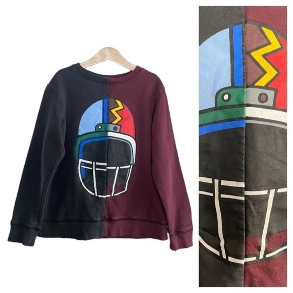 Stella McCartney Kids Maroon Black Split Colorful Football Helmet Sweatshirt